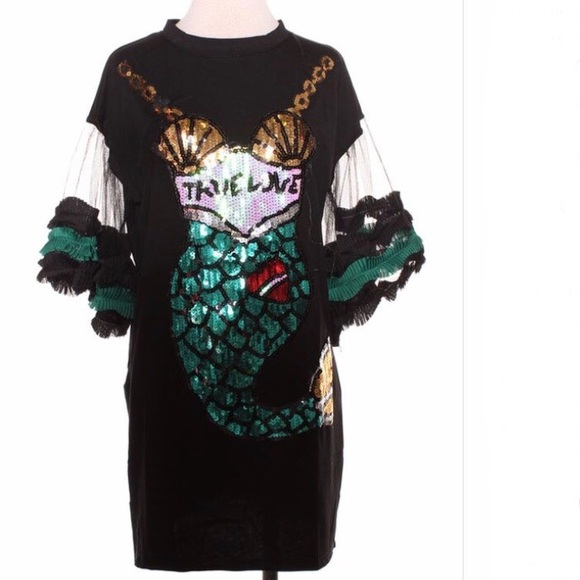 No Brand Dresses & Skirts - Sequin Mermaid Tail T-shirt Dress